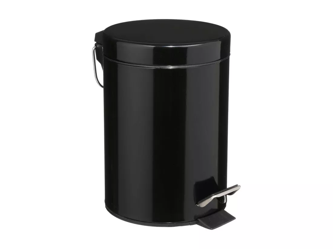Poubelle de salle de bain en métal Noir 3 L