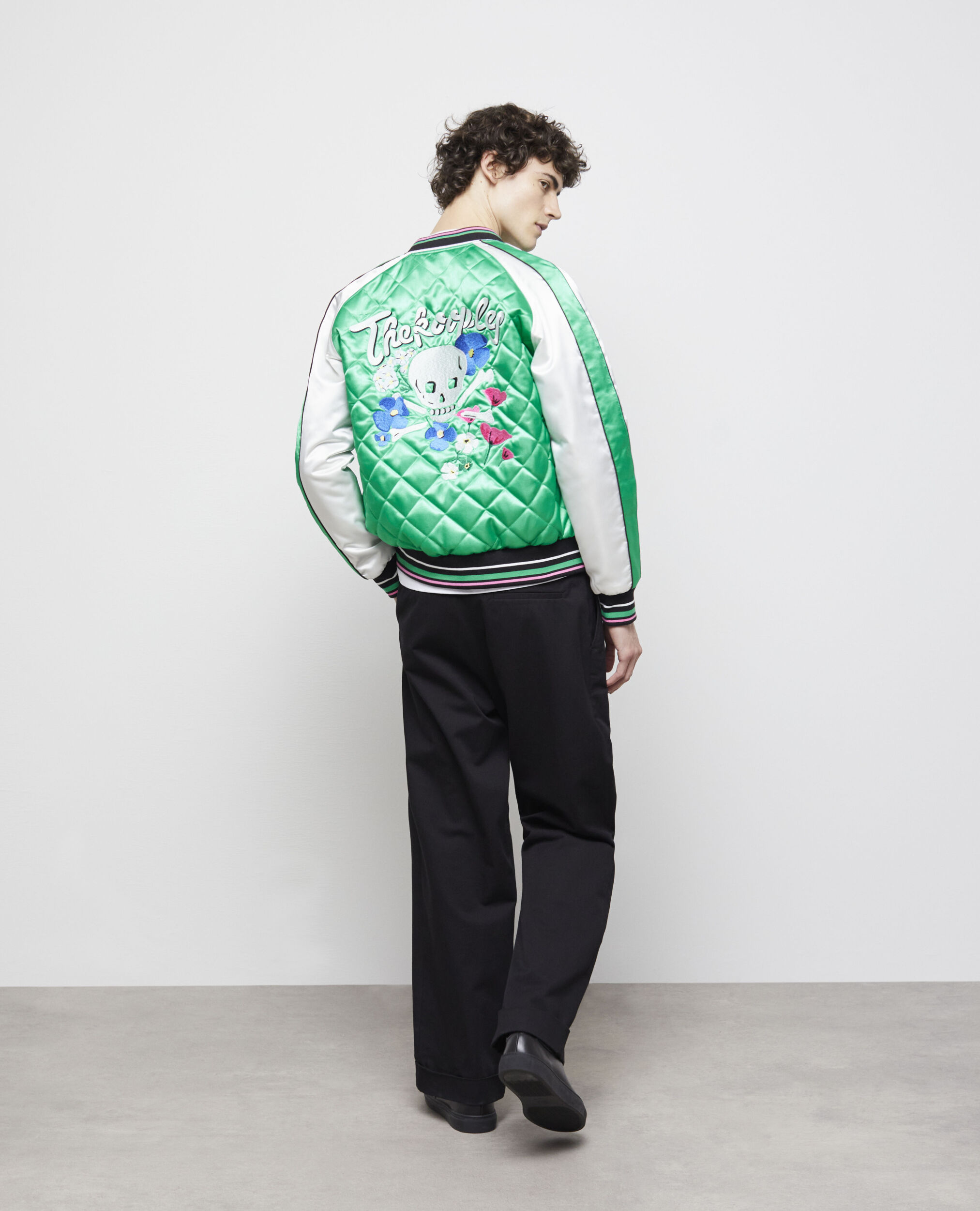 Blouson Teddy bicolore avec broderies