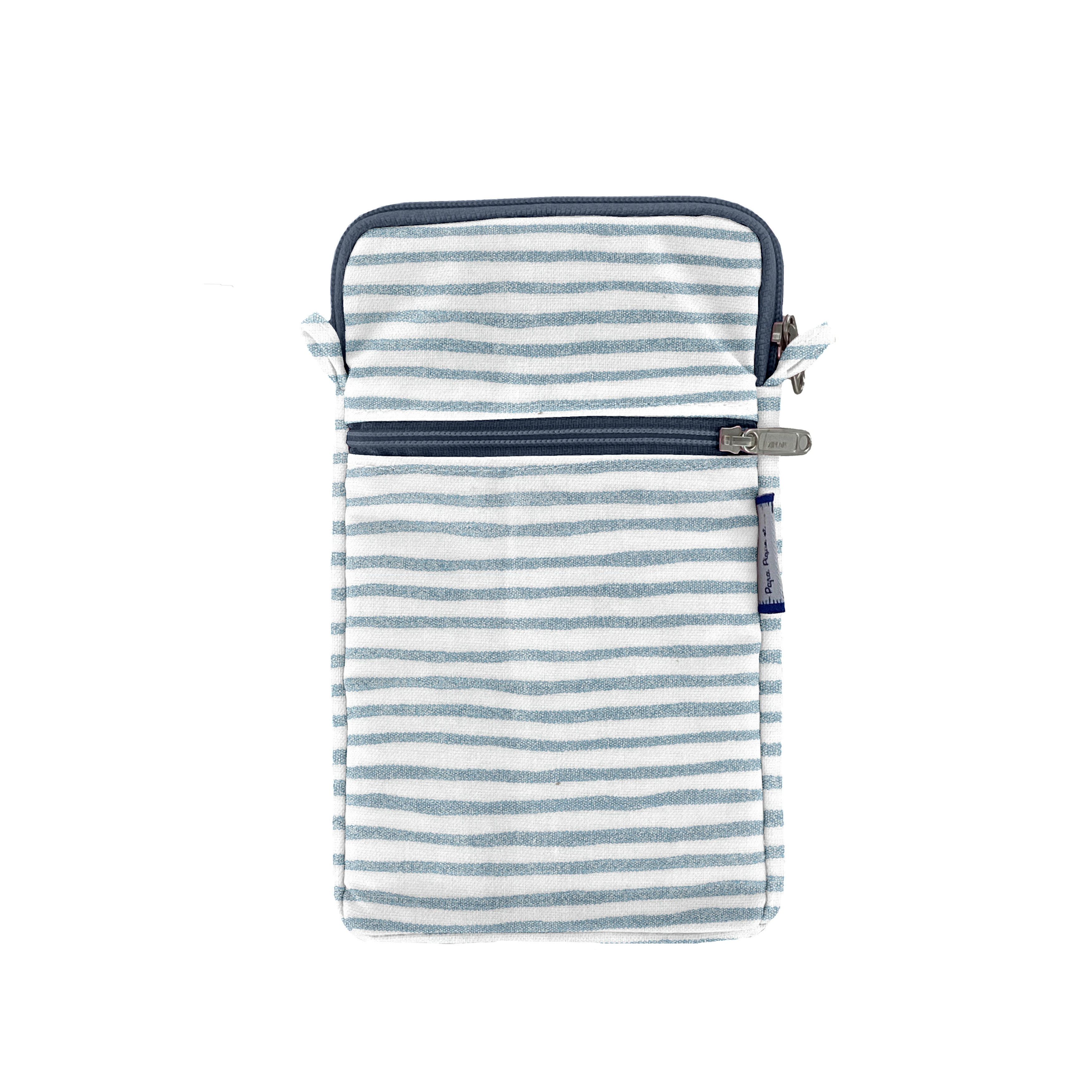 Pochette Téléphone Matelassée Rayé Bleu Blanc
