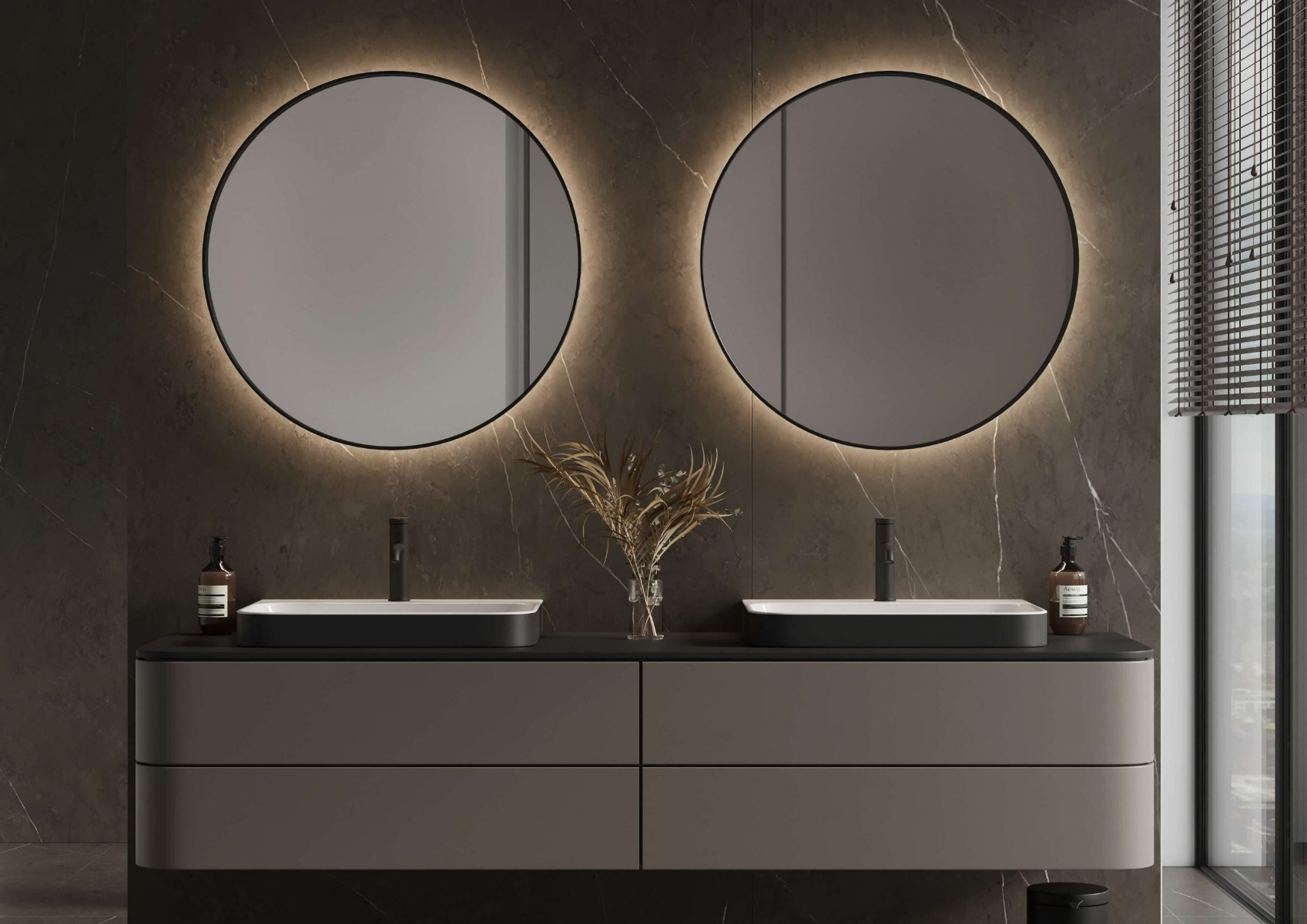 Martens Design Miami Beach spiegel met LED verlichting, spiegelverwarming en touch bediening 120cm mat zwart