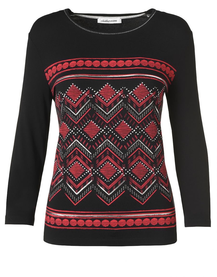 T-shirt noir et bordeaux