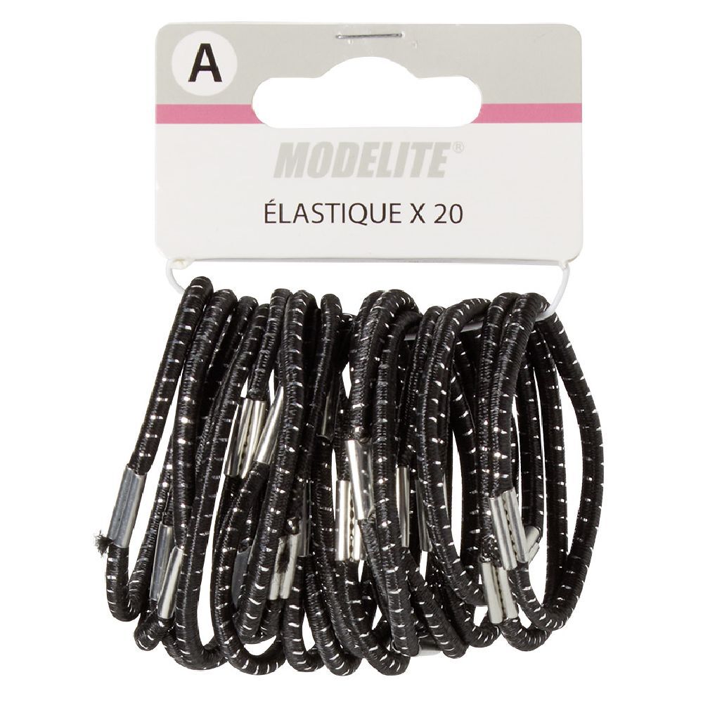 Élastique noir fil métallique brillant x20