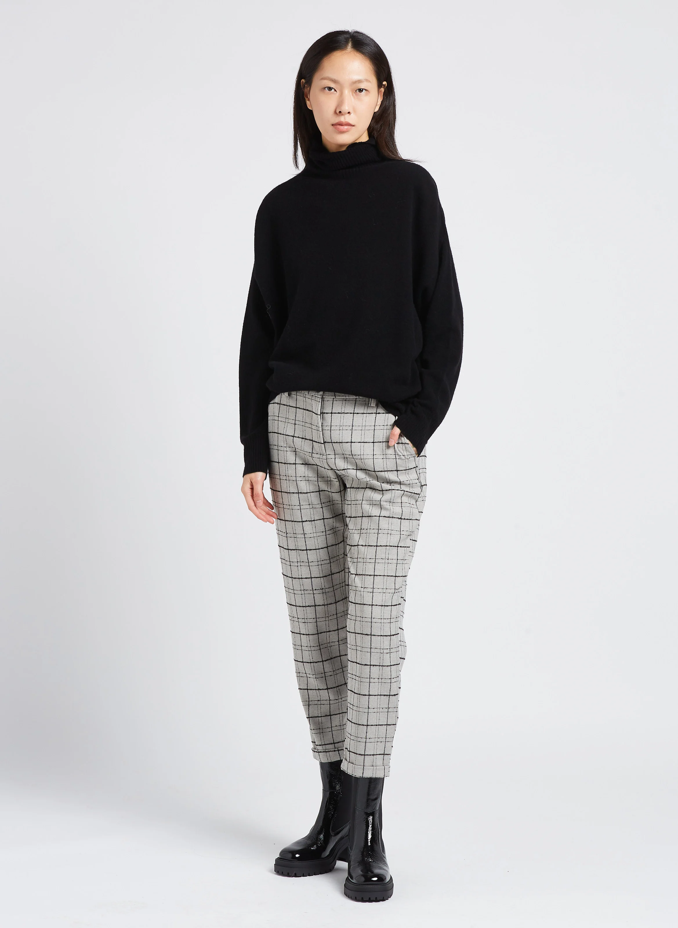Pantalon chino motif Prince de Galles | Gris