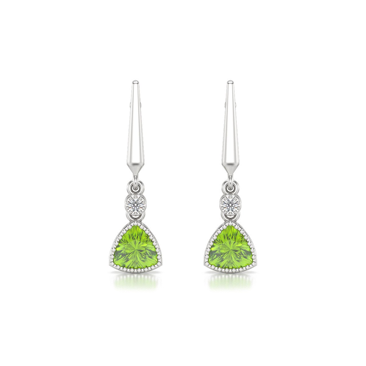 Boucles d'oreilles ADEN Or Blanc Péridot et Diamant 2.398grs