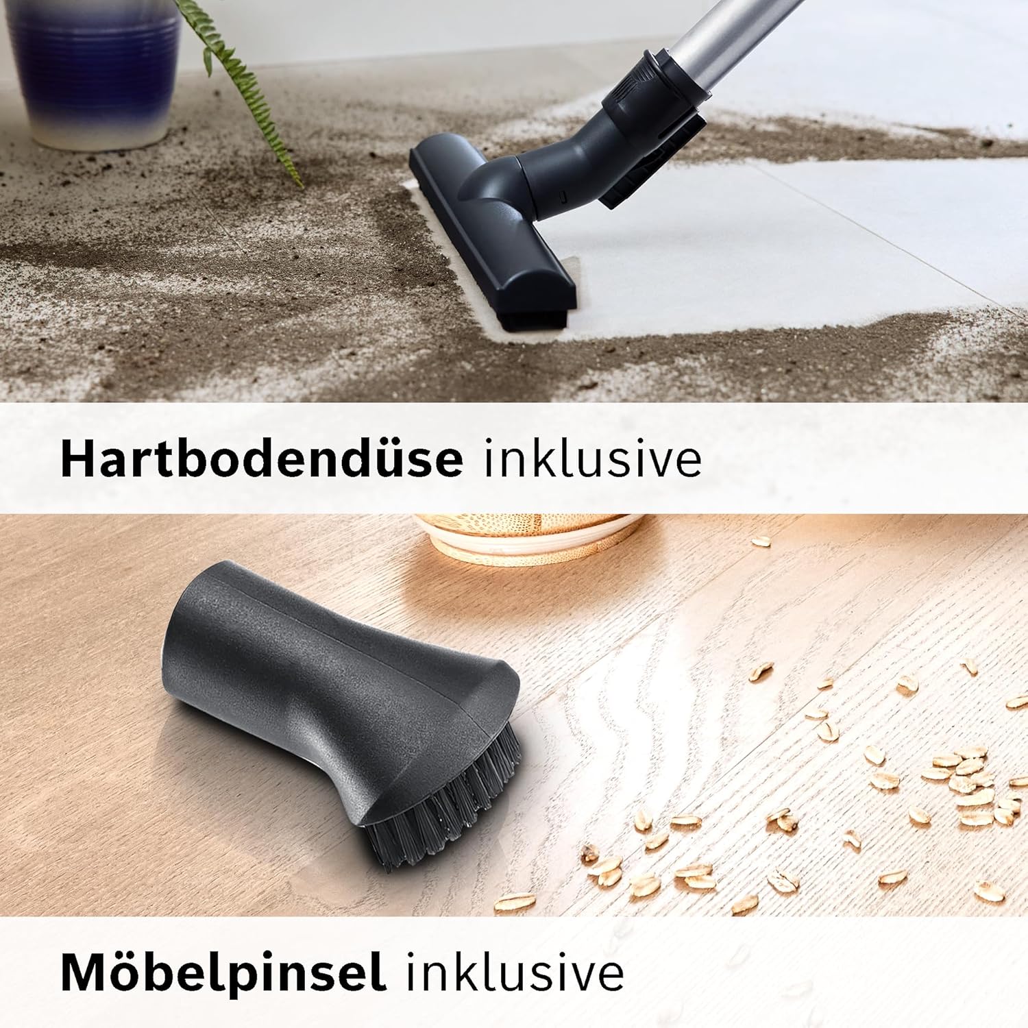 Bosch Staubsauger beutellos Serie 6 BGC41XALL, Bodenstaubsauger, Testsieger, ideal für Allergiker, Hygiene-Filter, Hartbodendüse, XXL-Polsterdüse, hohe Saugleistung, leise, 700 W, weiß