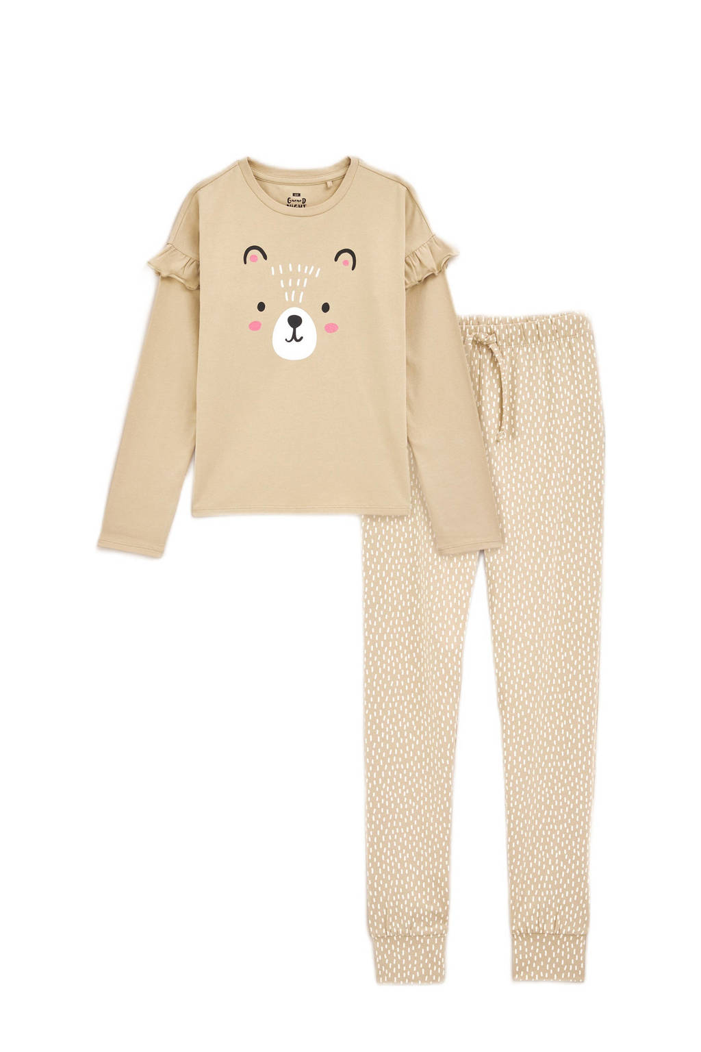 WE Fashion pyjama met all over print beige