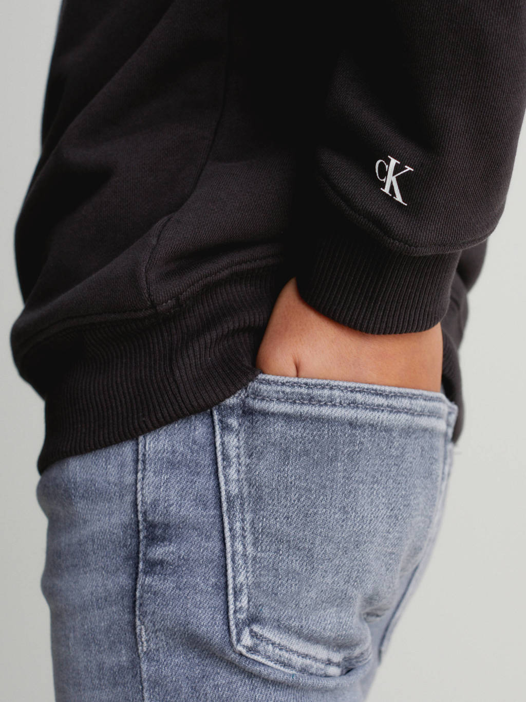 Calvin Klein hoodie Terry met logo zwart