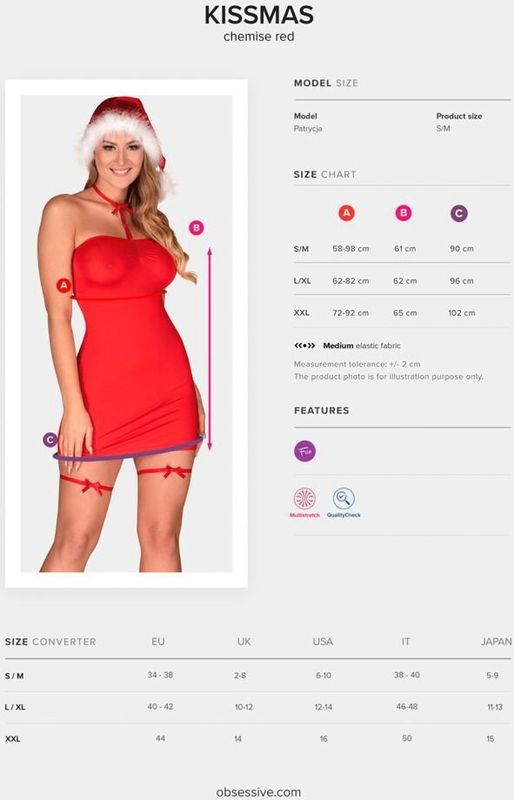 Obsessive Mini Jurkje Set Kissmas - Rood