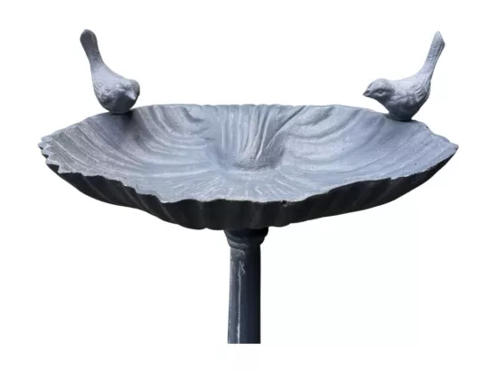 Mangeoire à oiseaux sur pied abreuvoir jardin fonte grise 50cm
