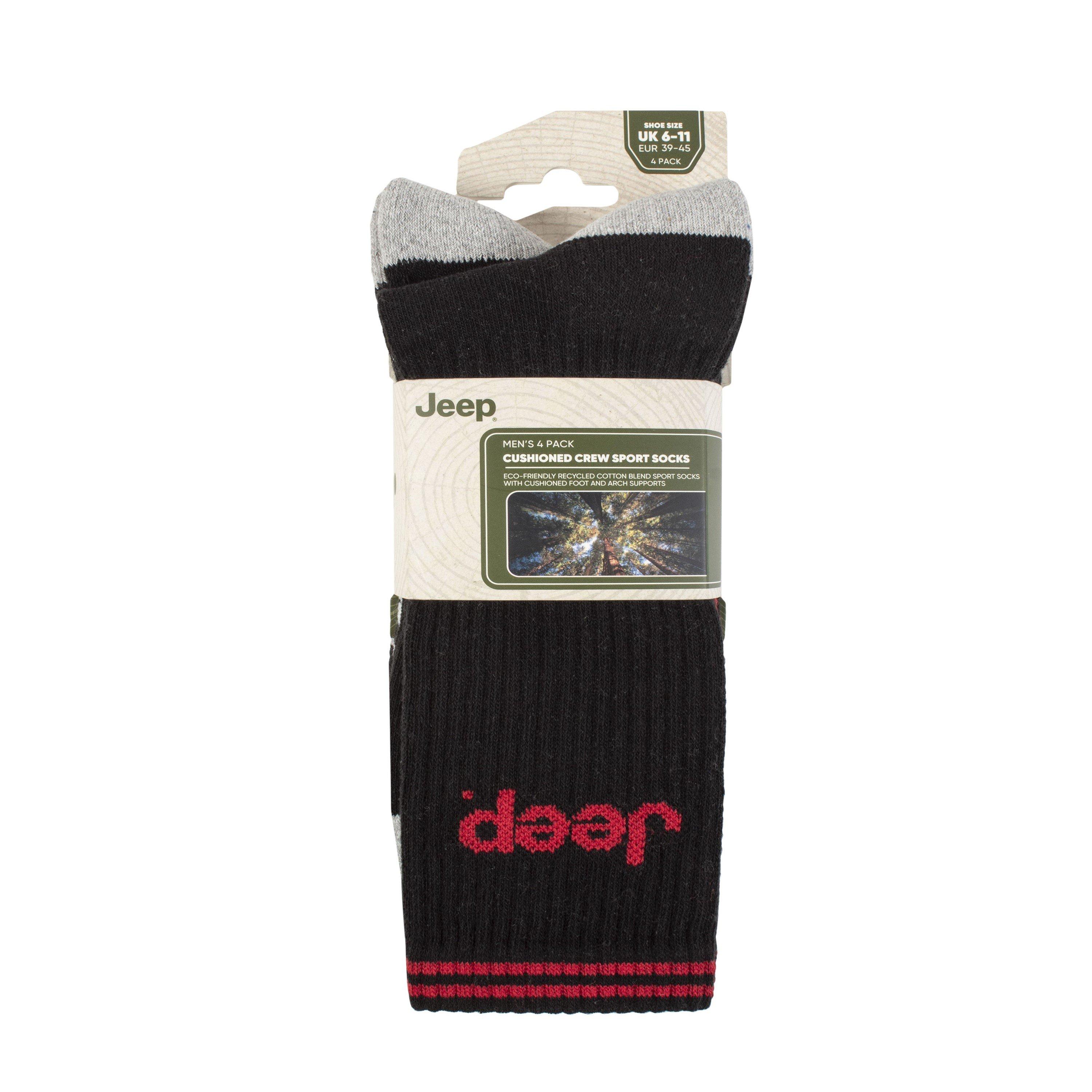 Jeep 4 Pack Crew Sport Socks Mens