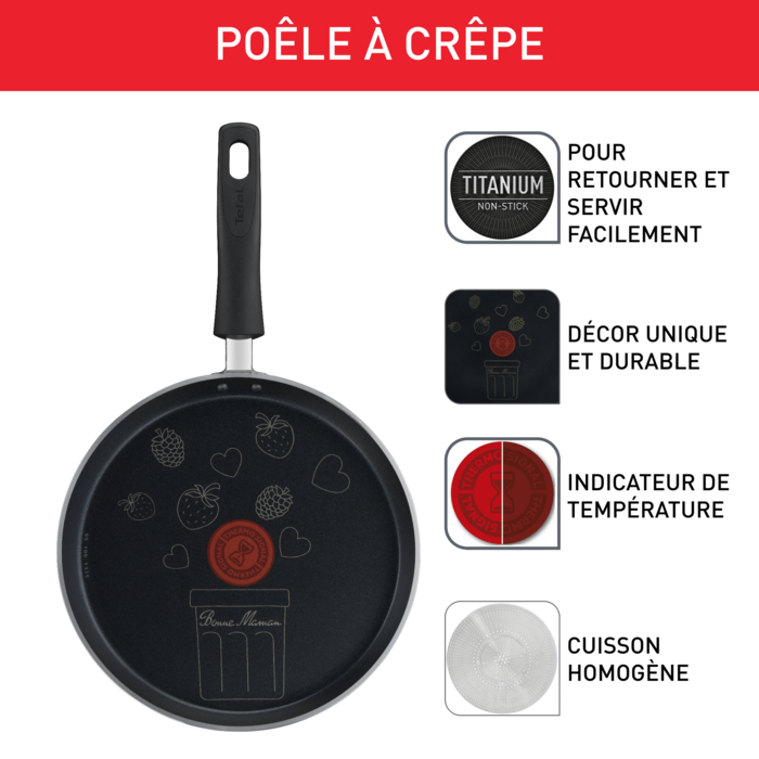 Tefal Bonne Maman Poêle à crêpe 25 cm induction