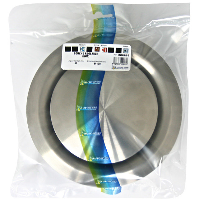 Bouche d'aération réglable inox Ø 100mm