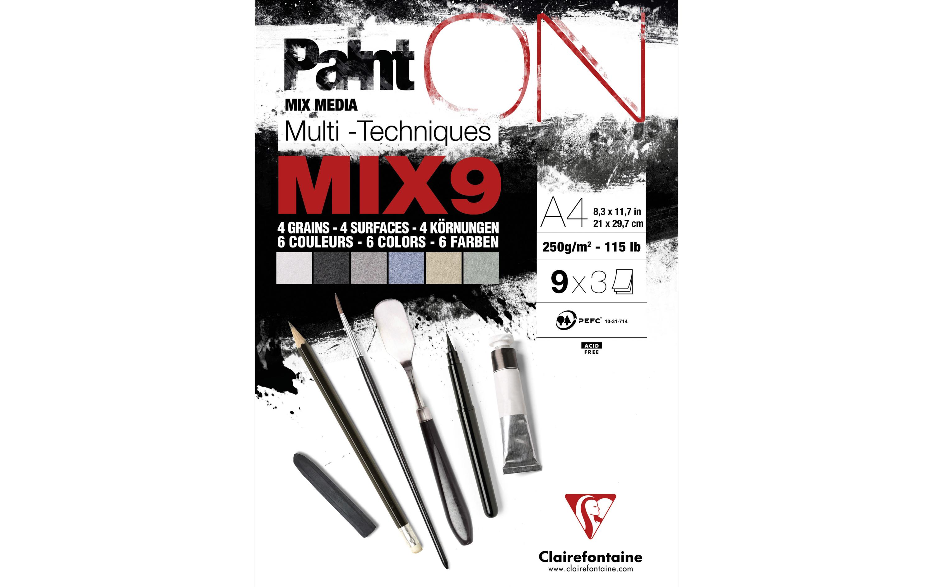 Zeichenblock Paint On Mix 27 Blatt, A4, 250 g/m², MehrfarbigMalblock für verschiedene Maltechniken