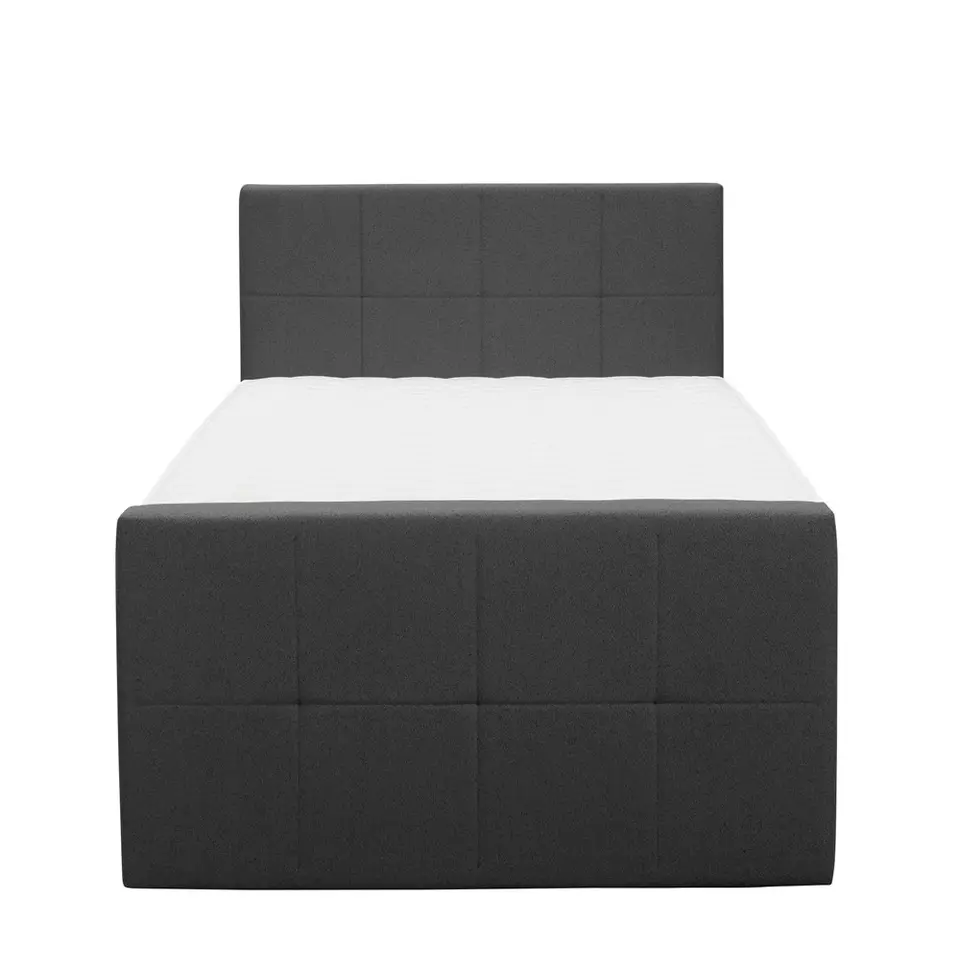 Boxspring met opbergruimte en voetbord Liv geblokt - antraciet - 120x200cm