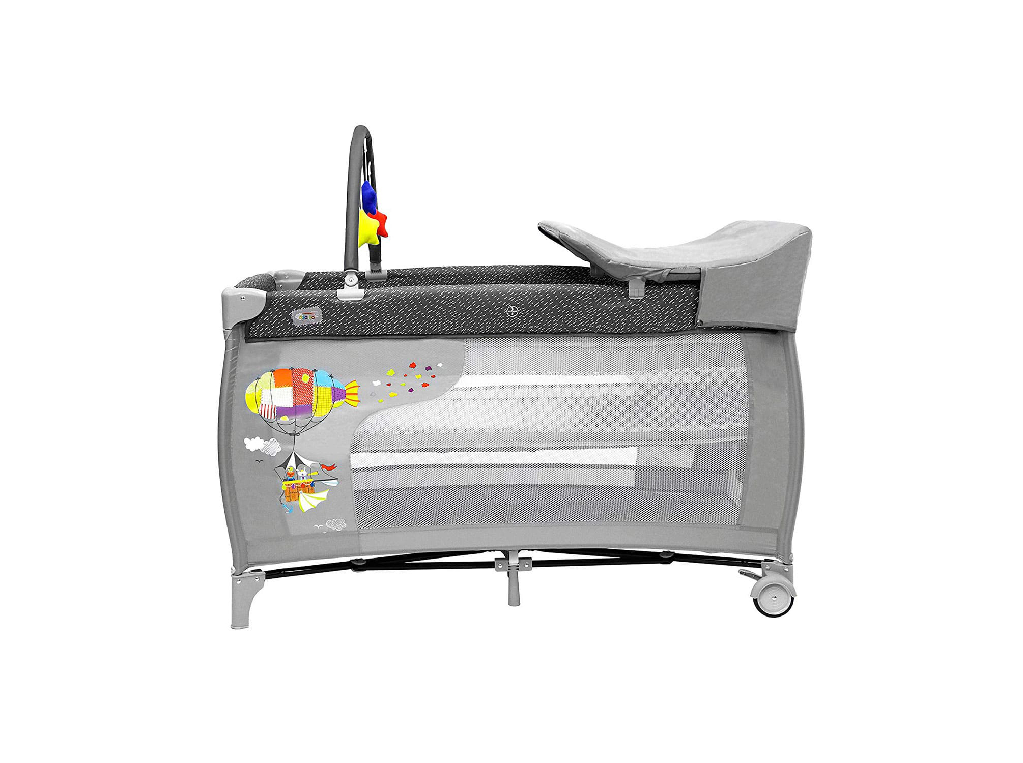 CAMA VIAGEM ASALVO CINZENTO COM PLATAFORMA 126X71X80CM