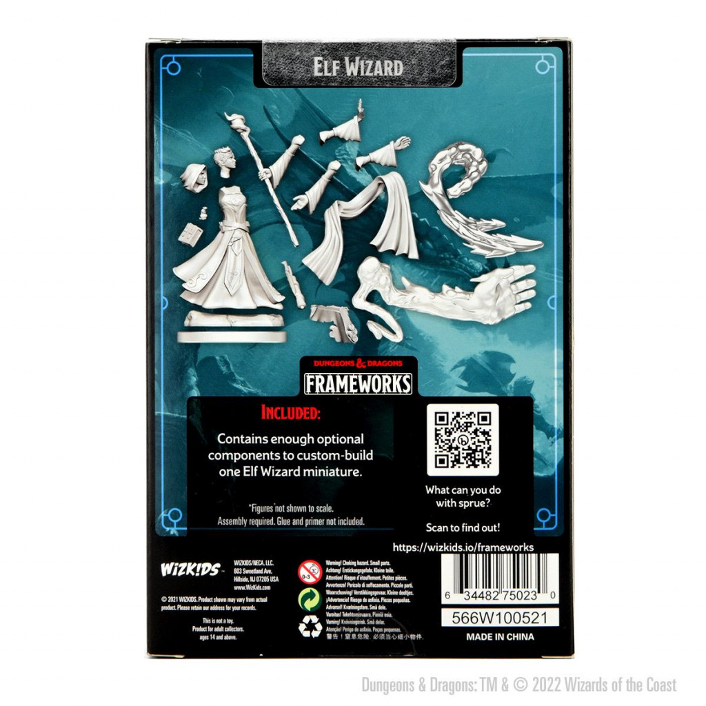 D&D Frameworks Unpainted Miniatures - Elf Wizard Female