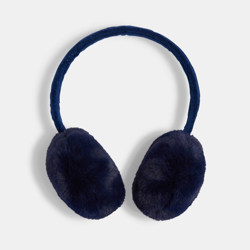 Cache-oreilles rétractable en fausse fourrure bleu fille