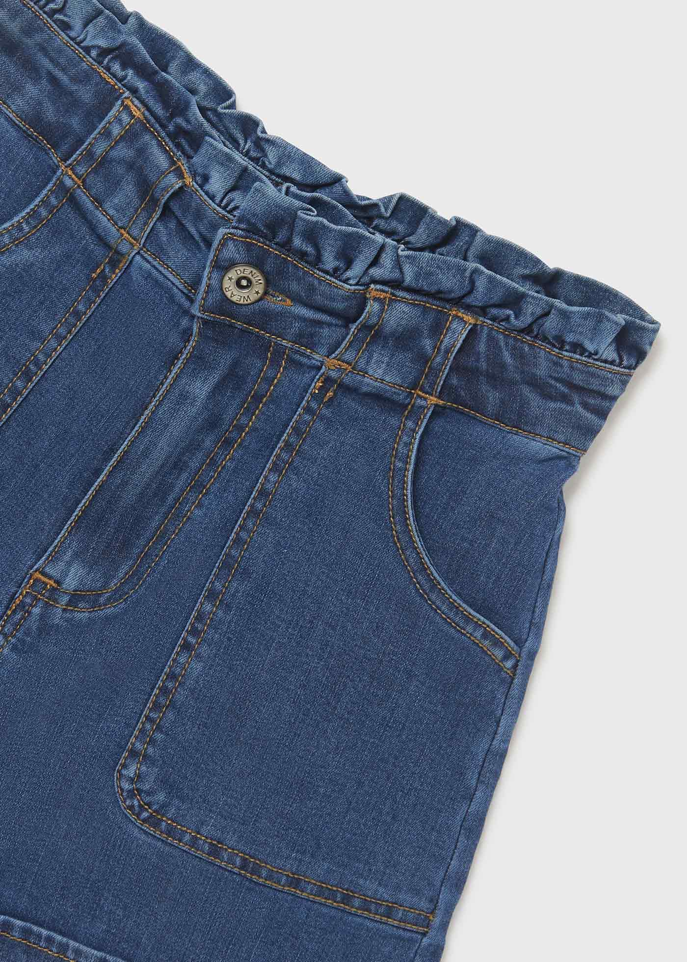 Shorts jeans de algodão de cintura alta para meninas