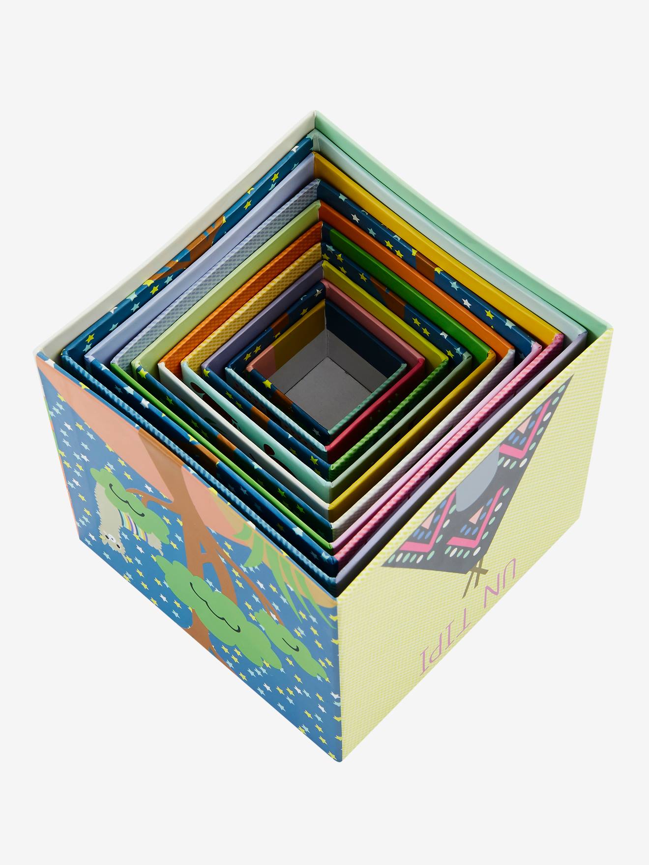 Pirâmide de 10 cubos multicoloridos