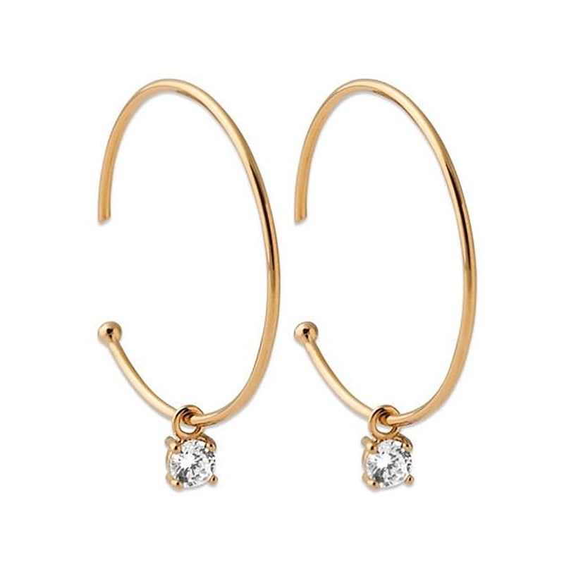 Boucles d'oreilles créole oxyde de zirconium pendant Plaqué or 750 3 microns