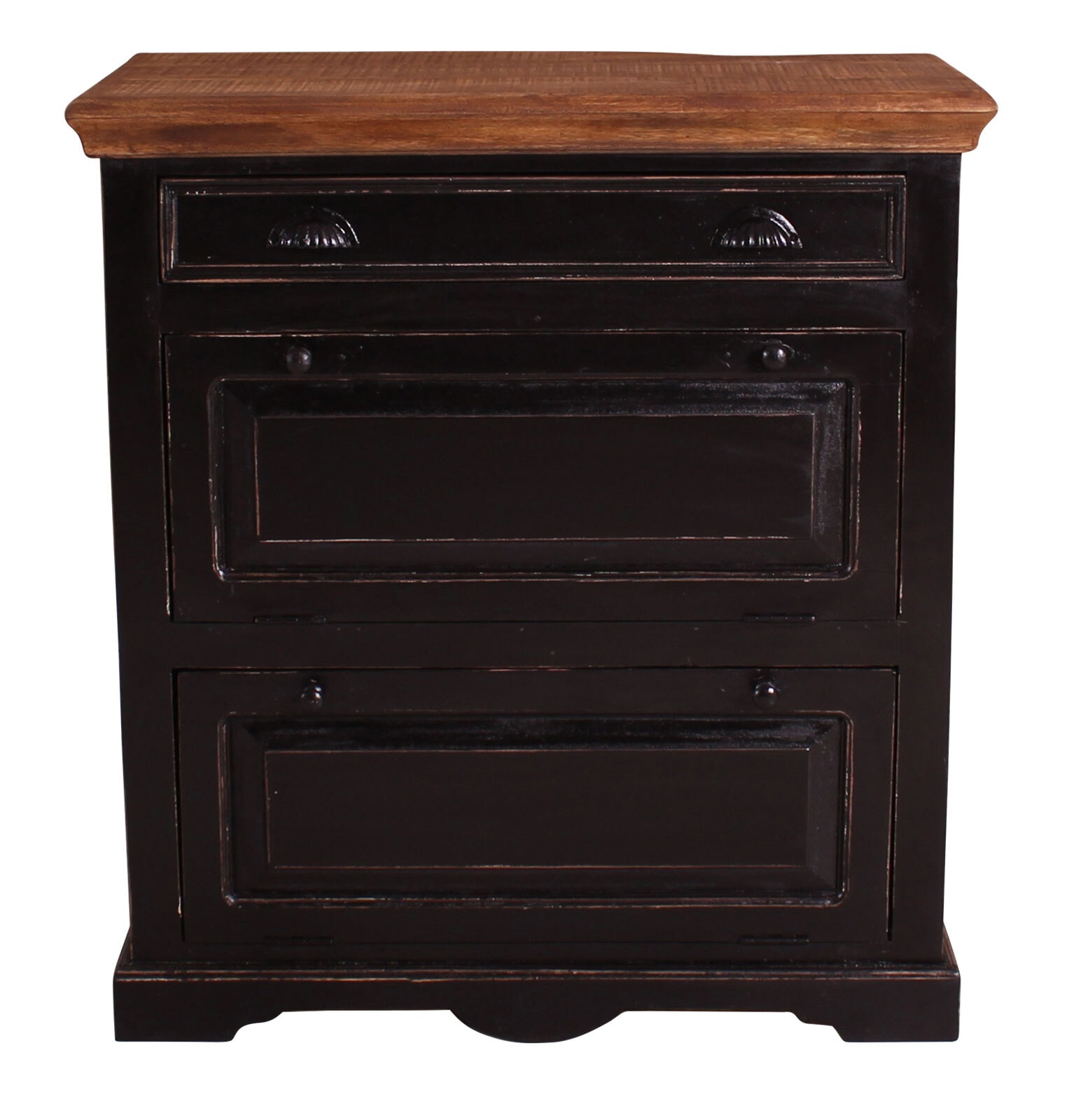 Schuhschrank 85 x 90 cm schwarz Mangoholz massiv