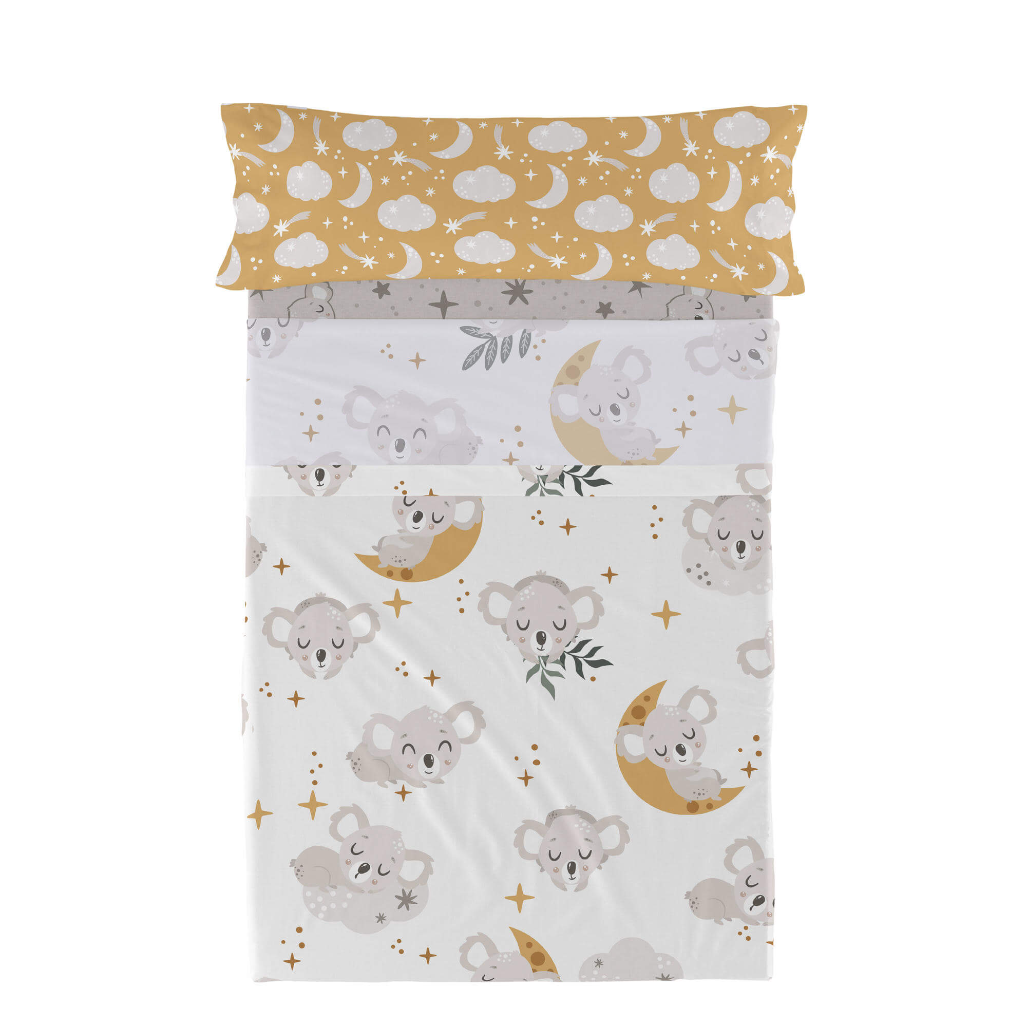 Baby koala Laken Set 2-delig Moshi Moshi, Veelkleurig, 100% katoen, de kwaliteit van 150 TC