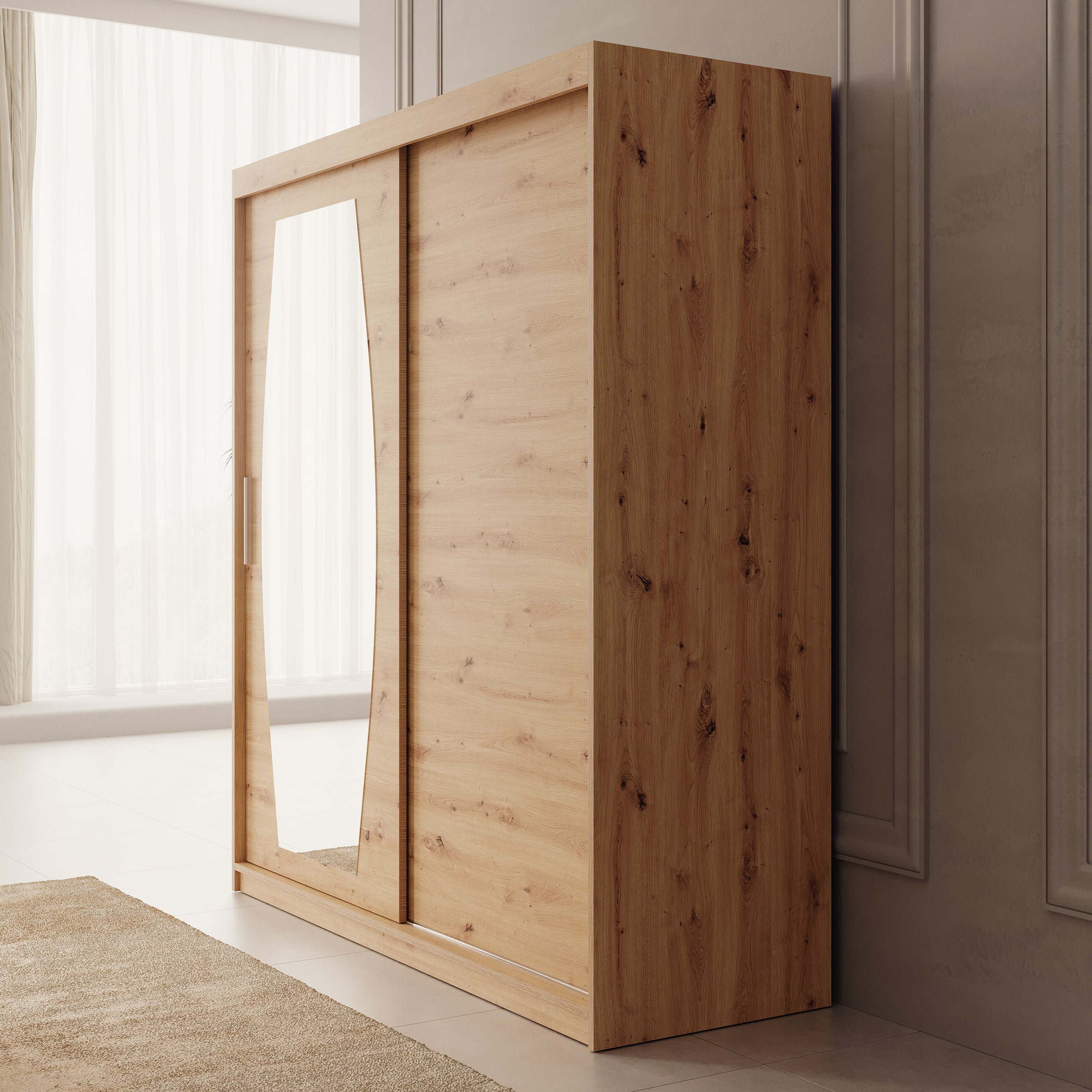 Azai - Kledingkast met schuifdeuren - Eiken - 180x62x200 cm