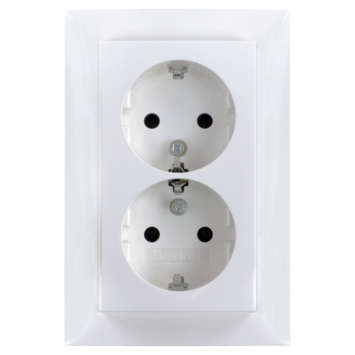 Berker S.1 Dubbel Geaard Stopcontact  Wit