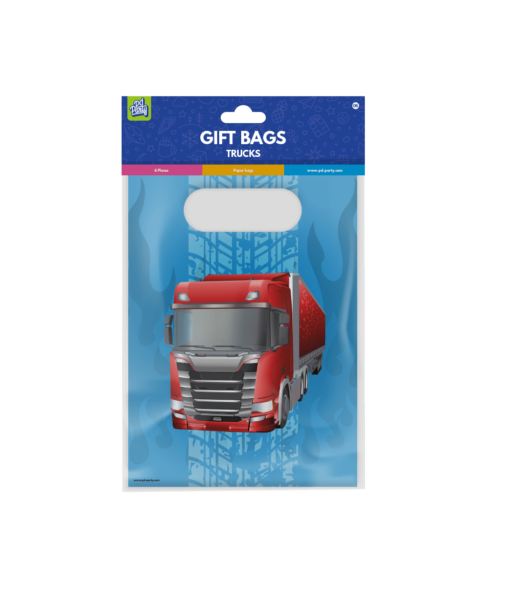 Blauwe Cadeautasje Trucks 23cm