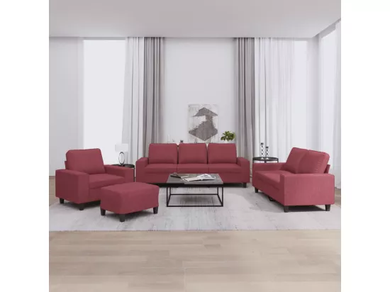 Ensemble de canapés 4 pièces rouge bordeaux tissu