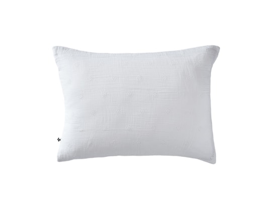 TERRE DE NUIT - Taie d'oreiller brodée double gaze de coton blanc 60 x 60