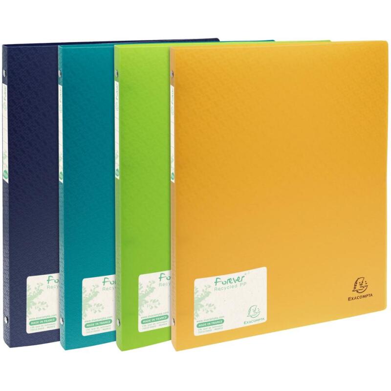 Classeur 4 anneaux plastifié Exacompta Forever A4 - Dos 2 cm couleurs assorties