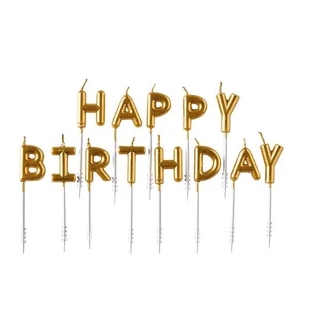 amscan Geburtstagskerzenset Happy Birthday gold 7,3cm