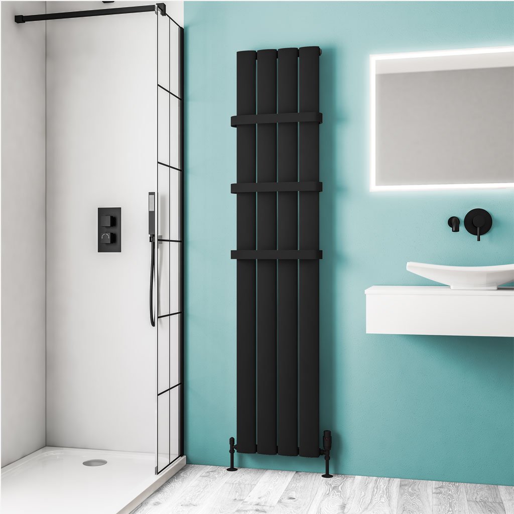 Eastbrook Malmesbury radiator 38x180cm aluminium 1060W zwart mat
