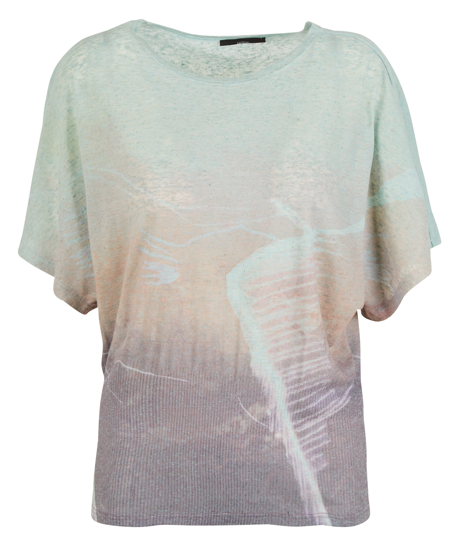 Tee-shirt col bateau droit en lin mélangé | Gris