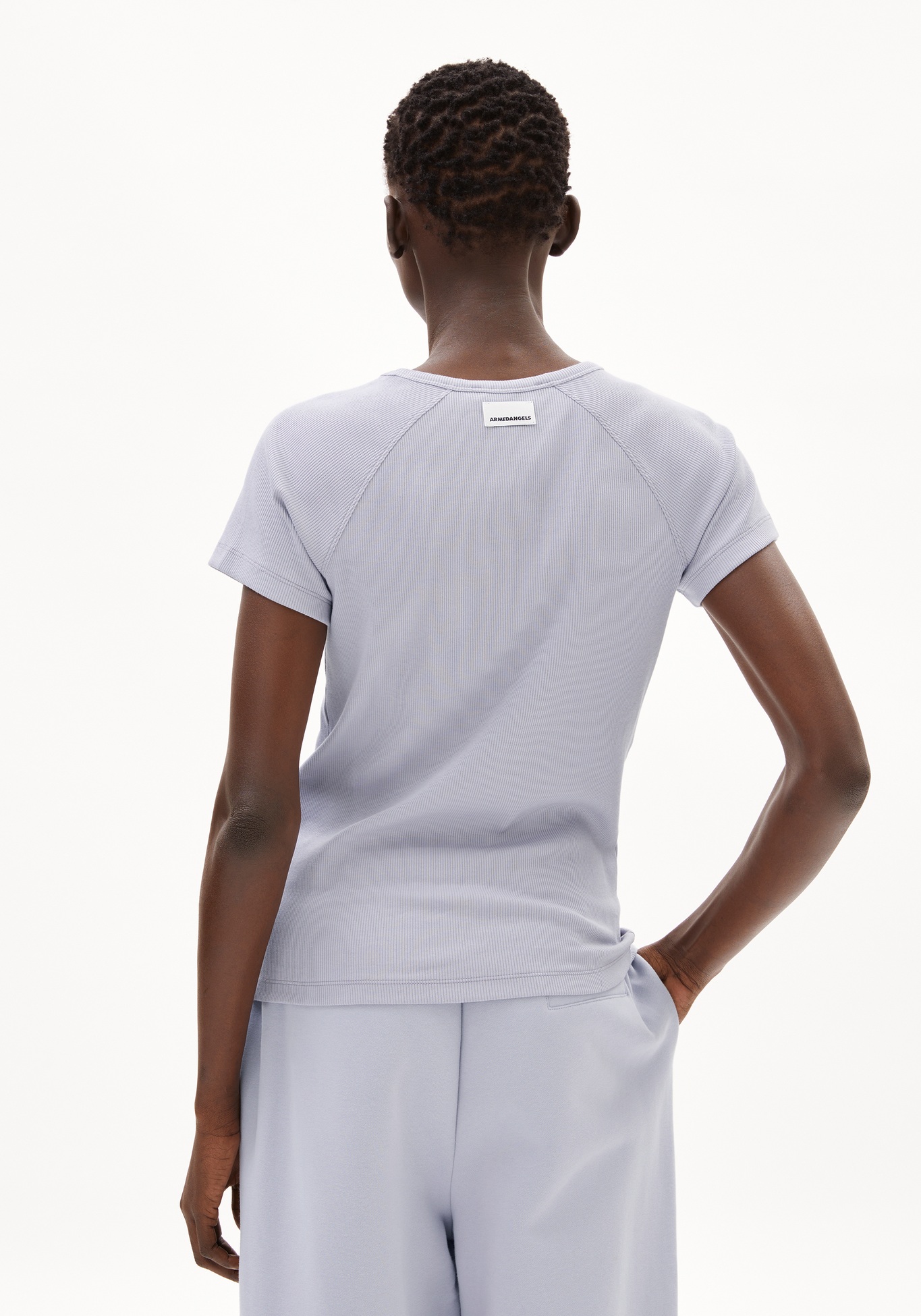 Armedangels Ripp-T-Shirt Hanjaa Misty Morning