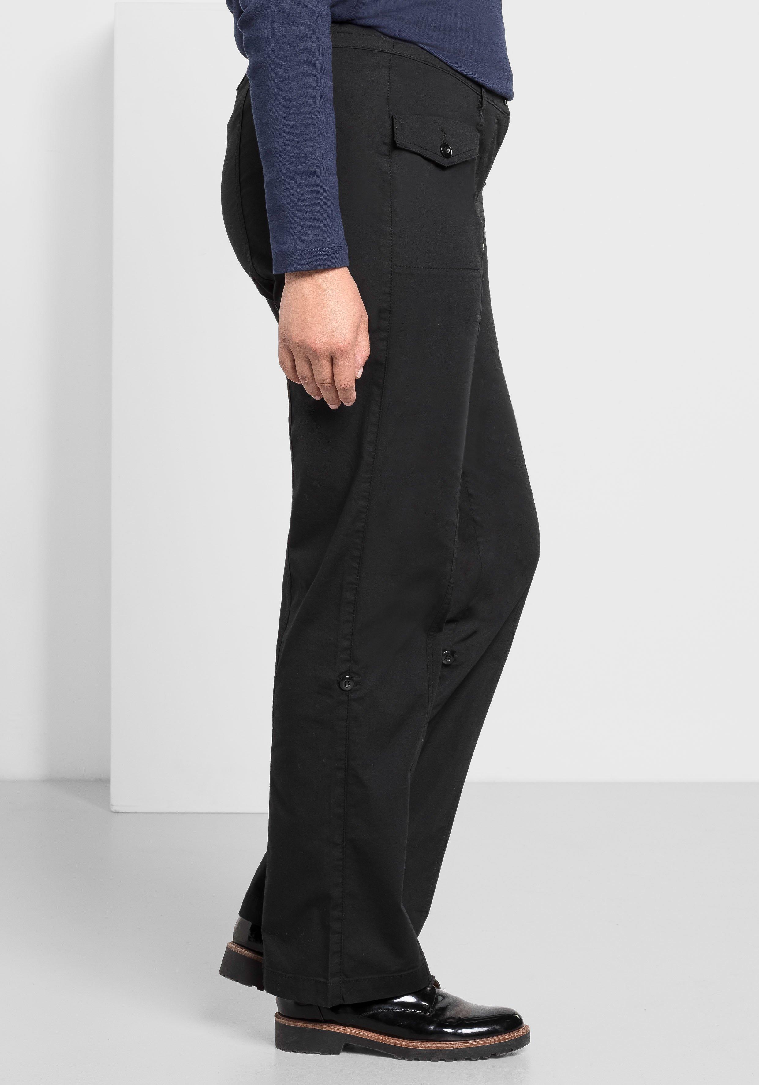 Gerade Hose mit Teilungsnähten und Krempelfunktion