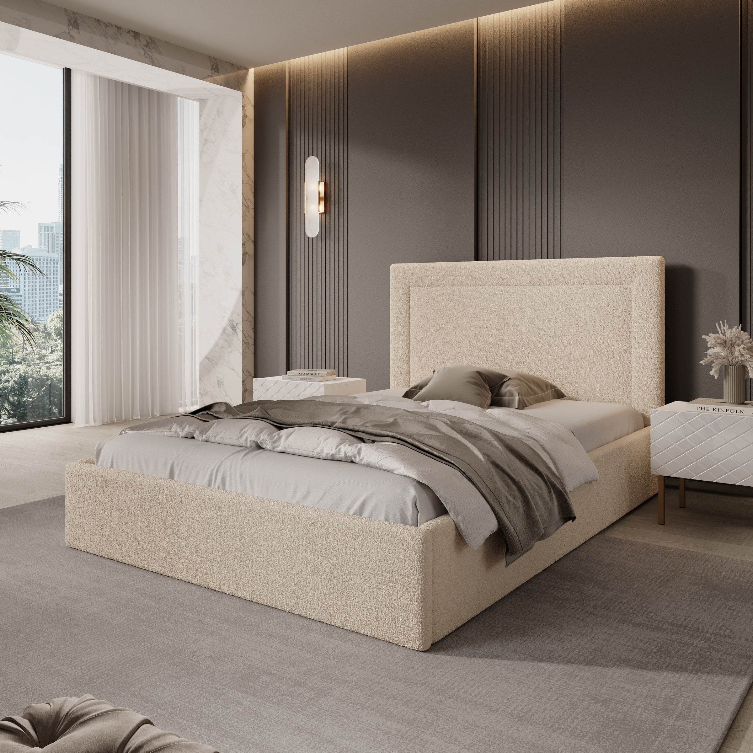 Dejada - Tweepersoonsbed - Beige teddystof - 140x200 cm