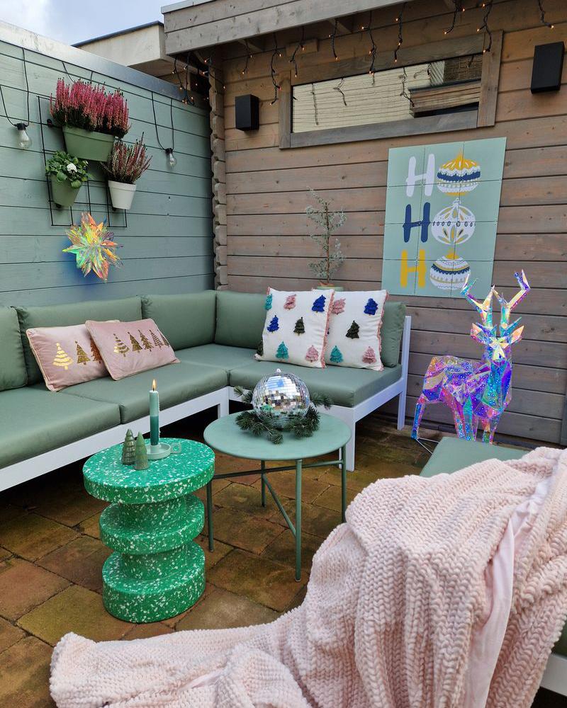 Tuin hoekloungeset met tafel 5-zits MESSINA linkszijdig Metaal Groen
