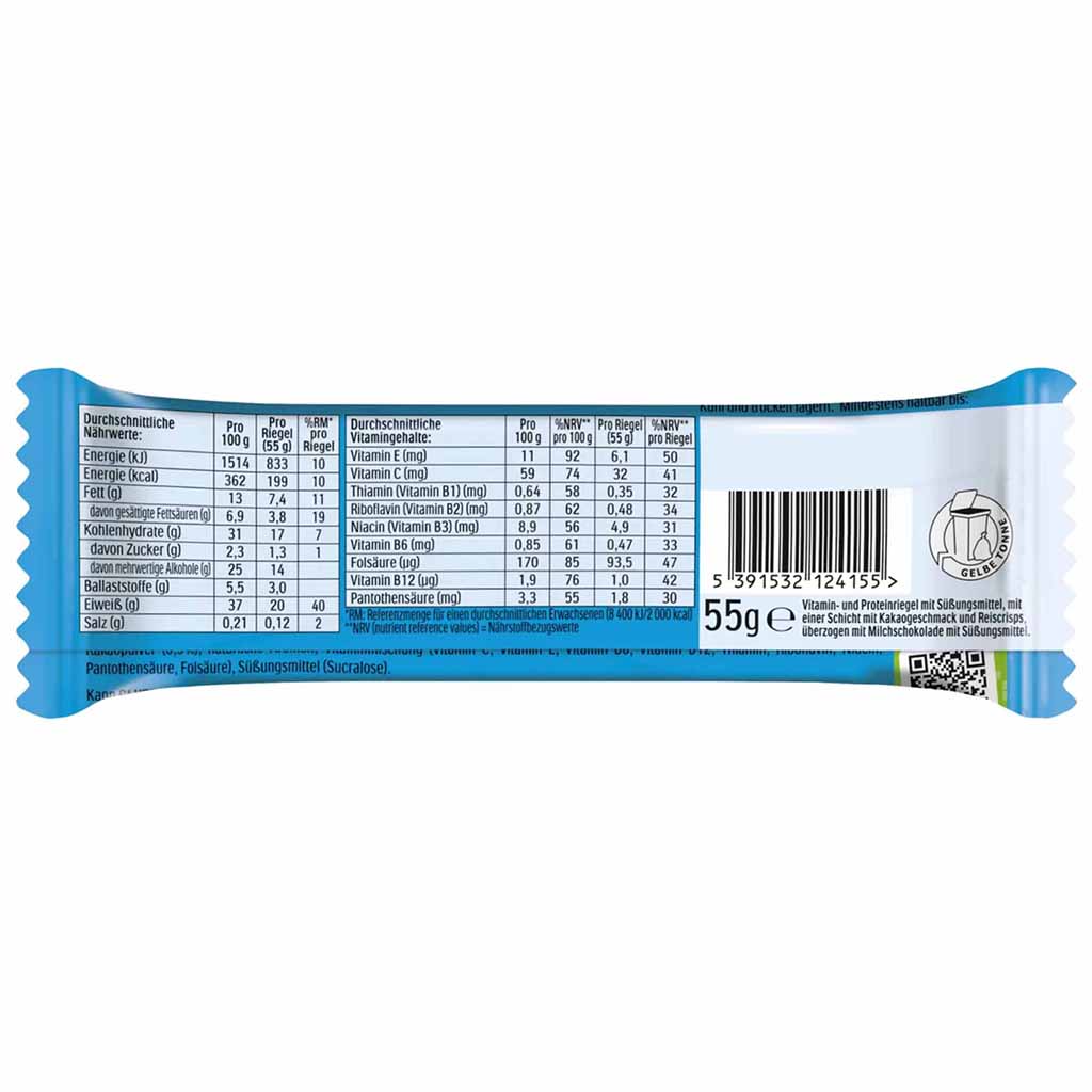 Fulfil Vitamin&Protein Riegel Chocolate Crunch Geschmack 15x55g = 825g MHD:14.2.25