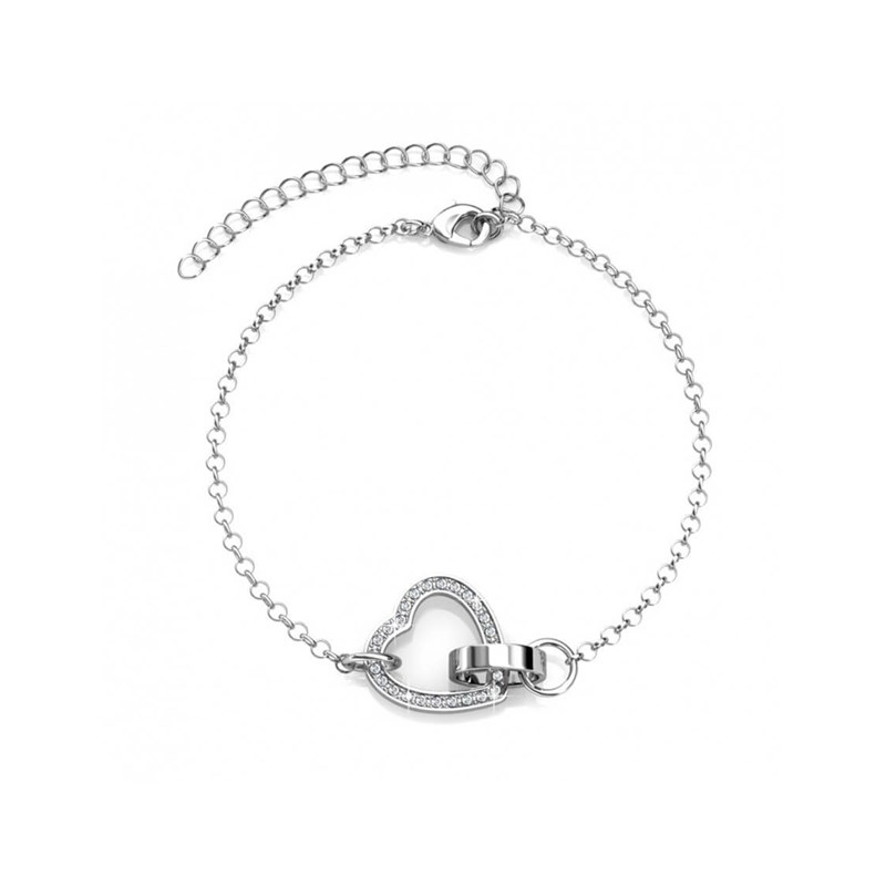 Bracelet Locked Heart - Argenté et Cristal