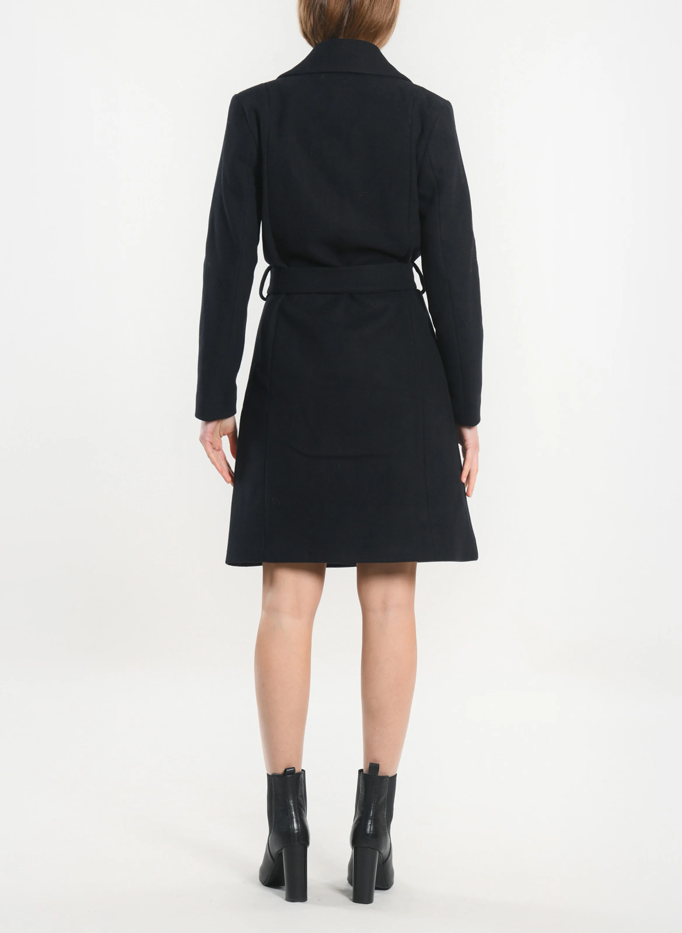 CATHY - Manteau droit en laine mélangée | Bleu