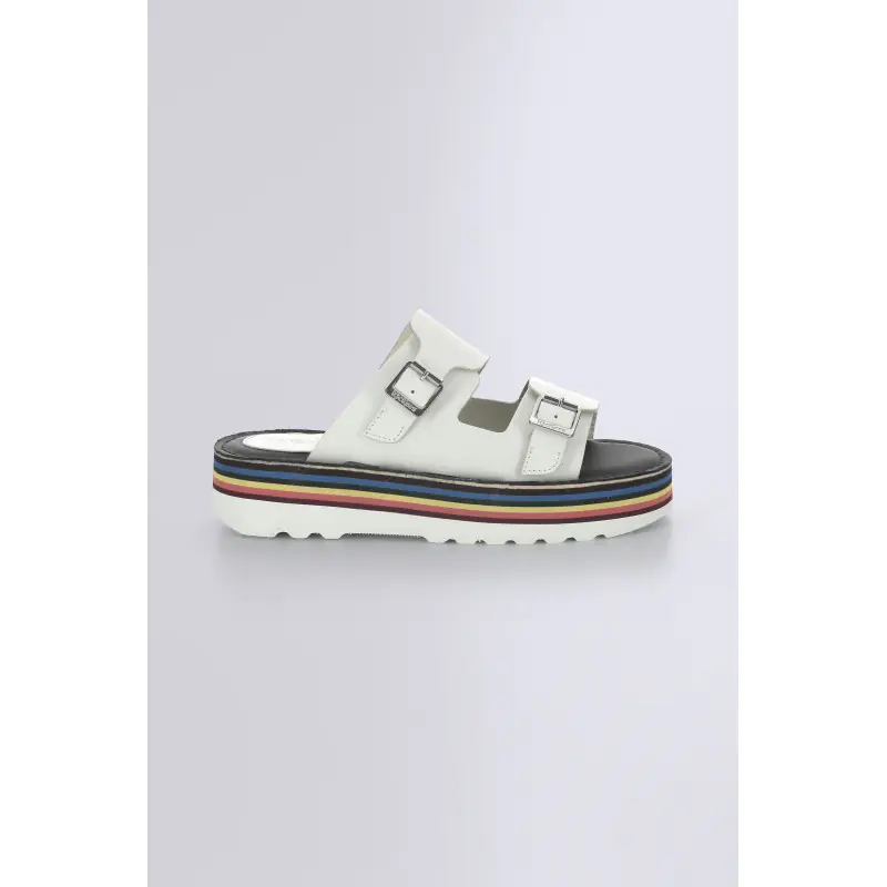 KICK HOT BLANC SEMELLE MULTICOLOR MULES Cuir Femme
