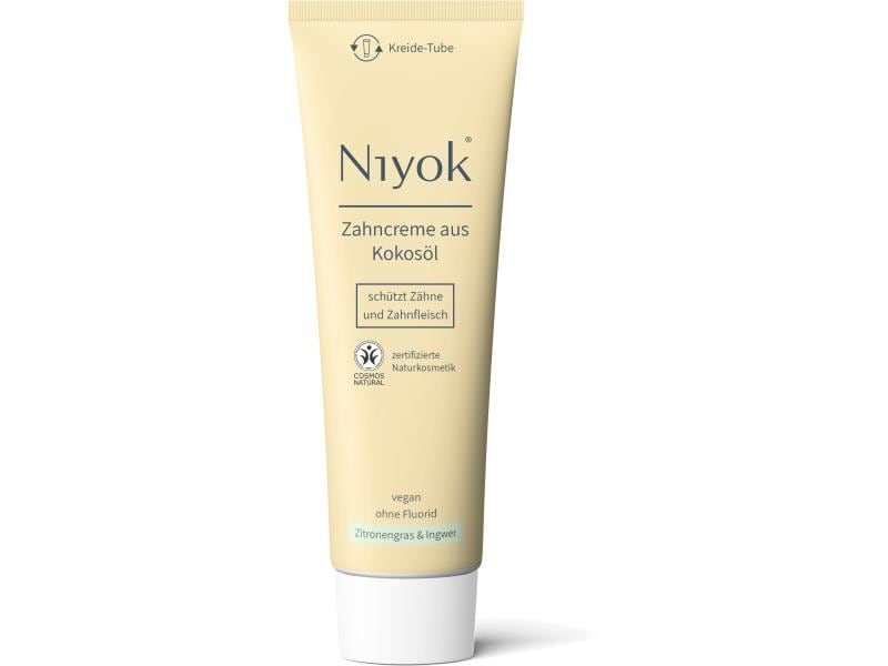 Niyok Zahncreme Kokosöl Zitronengras und Ingwer 75 ml Zahncrème Kokosöl Blutorange & Basilikum 75 ml