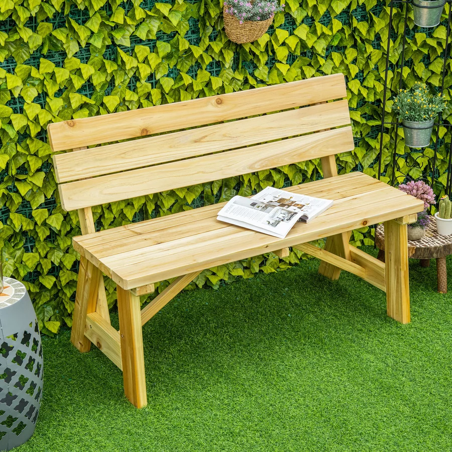 Outsunny Gartenbank für 2 Personen natur