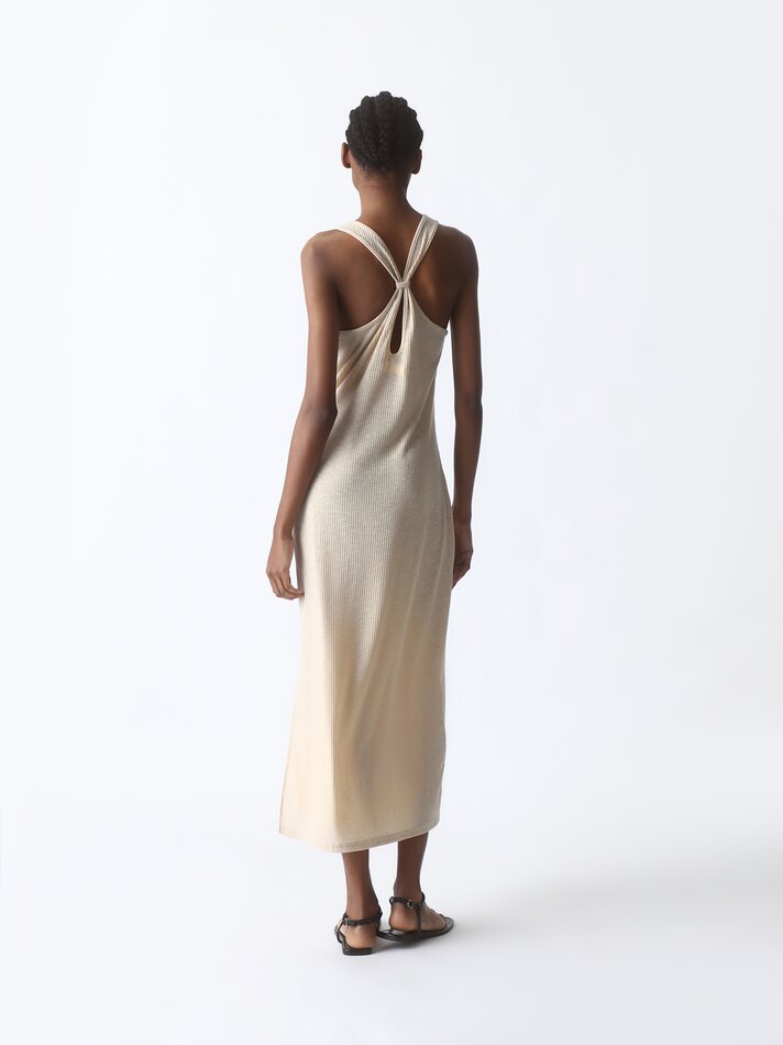 Vestido longo de alças finas - Natural