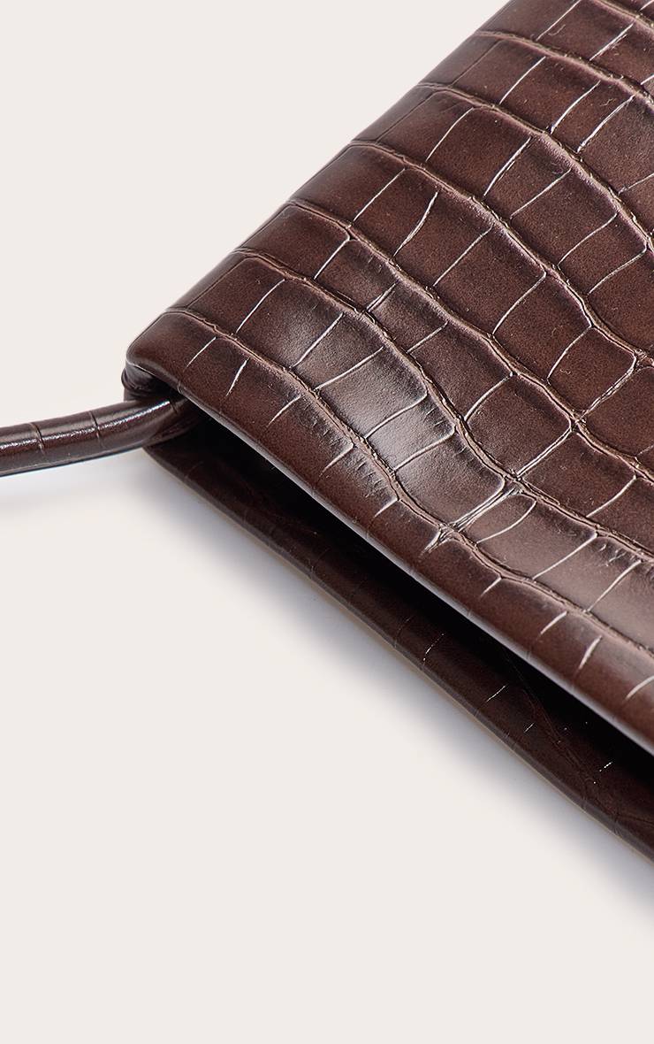 Marron Sac À Épaule Fin Effet Croco