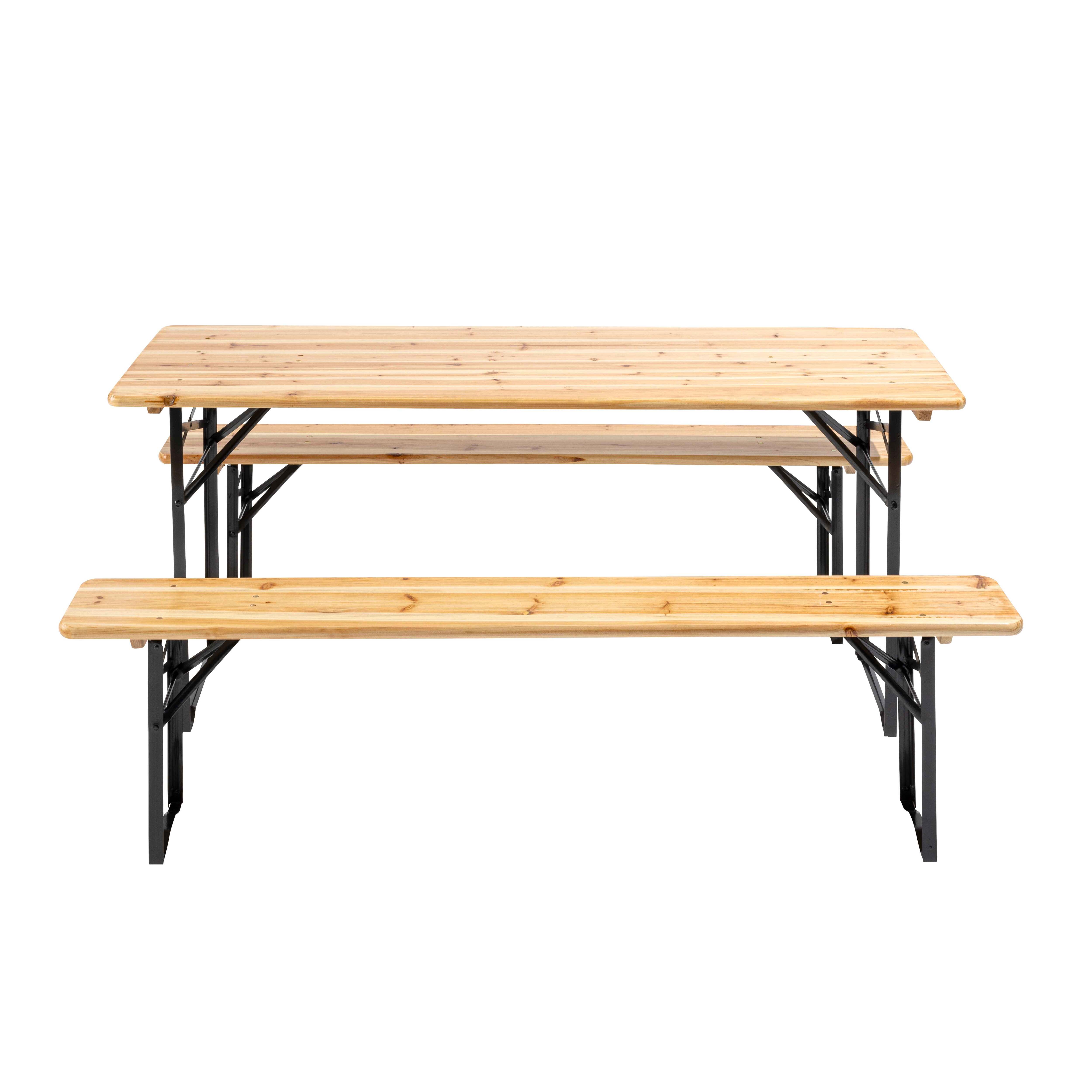 Lot de 5 tables et bancs brasserie pique-nique en bois 180 cm