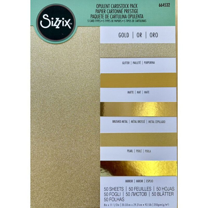 SIZZIX Glitterkarton, A4, gold, 50 Blatt