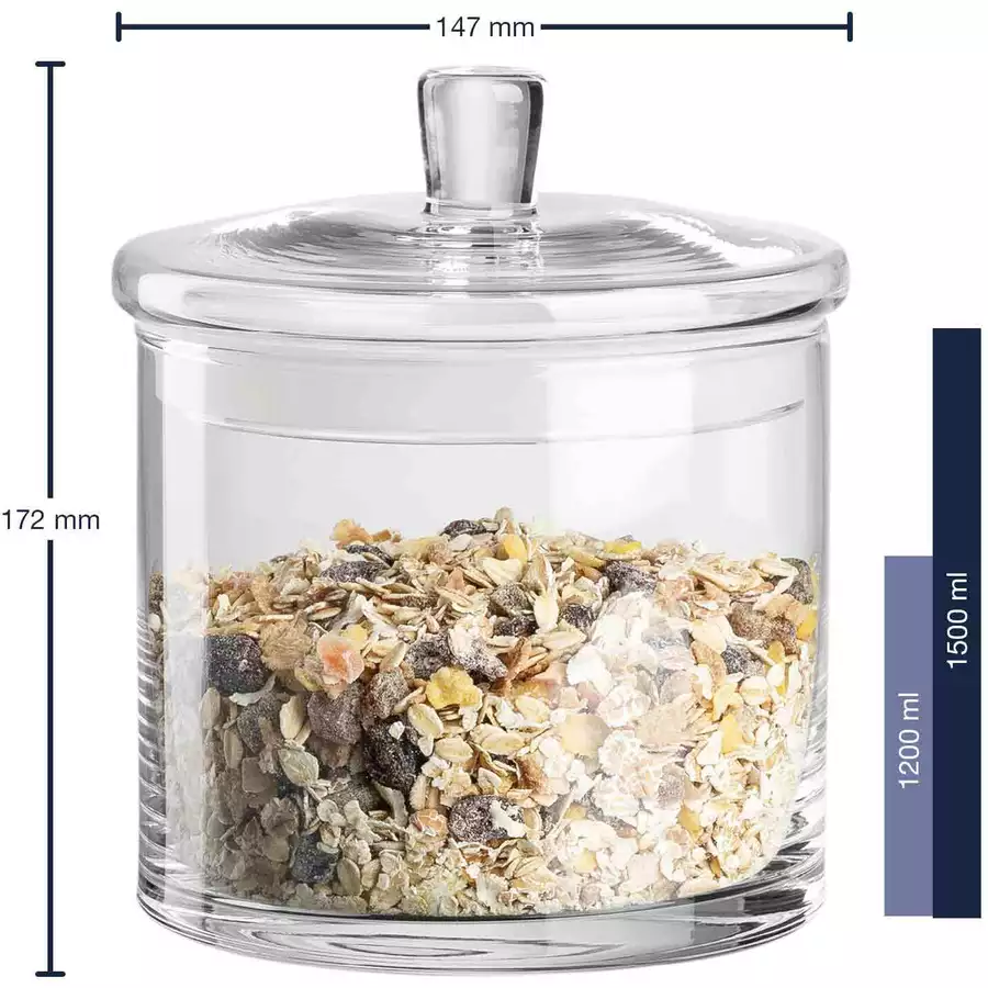 Leonardo Glasdose mit Deckel handgefertigt TOP 1,5 Liter transparent